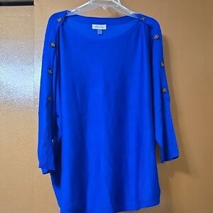 Blue Button-Detail Sweater